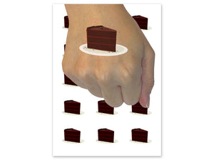Slice of Decadent Chocolate Devil's Food Cake Temporary Tattoo Water Resistant Fake Body Art Set Collection (1 Sheet)