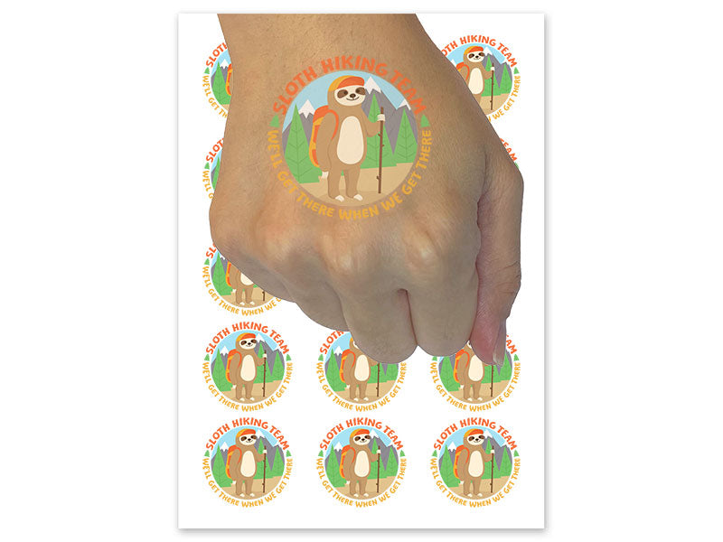 Sloth Hiking Team Temporary Tattoo Water Resistant Fake Body Art Set Collection (1 Sheet)