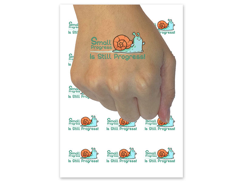 Small Progress is Still Progress Motivational Snail Temporary Tattoo Water Resistant Fake Body Art Set Collection
