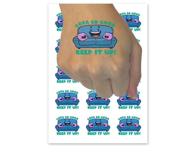 Sofa So Good Encouraging Couch Student Teacher School Temporary Tattoo Water Resistant Fake Body Art Set Collection
