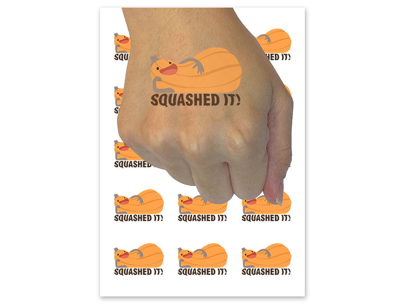 Squashed It Gourd Food Grocery Compliment Temporary Tattoo Water Resistant Fake Body Art Set Collection (1 Sheet)