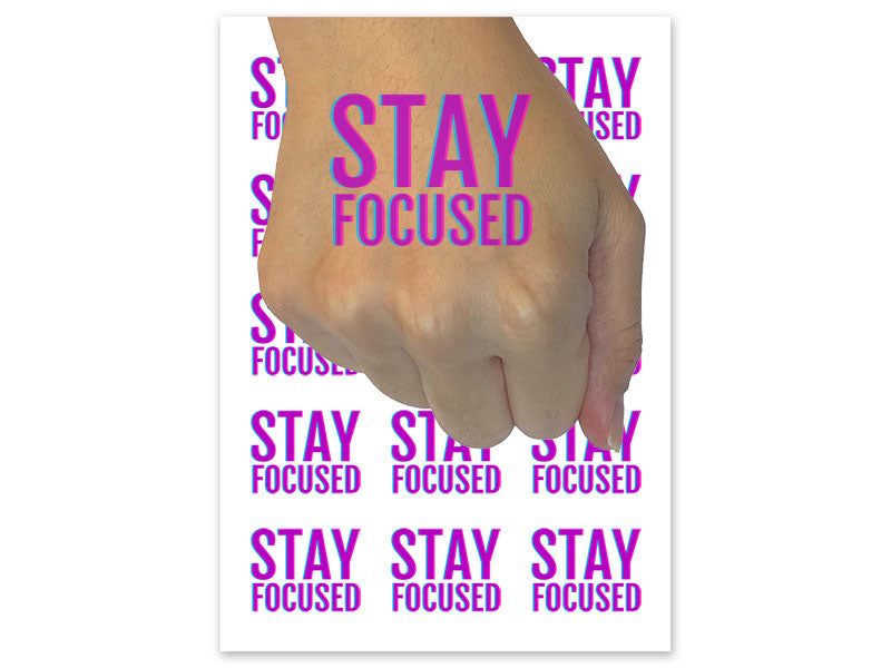 Stay Focused Double Vision Optical Illusion Temporary Tattoo Water Resistant Fake Body Art Set Collection (1 Sheet)