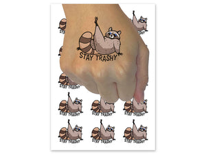Stay Trashy Raccoon Funny Trash Panda Temporary Tattoo Water Resistant Fake Body Art Set Collection (1 Sheet)