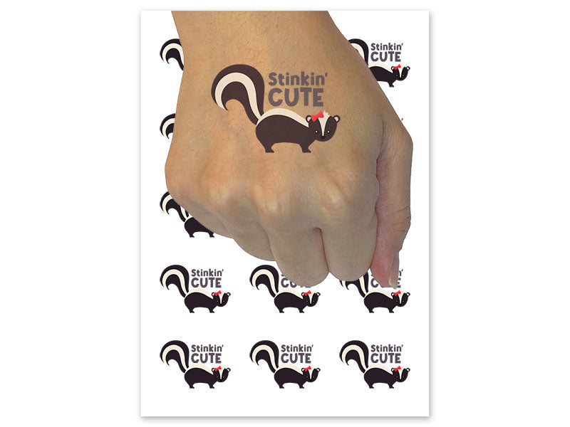 Stinkin Cute Skunk Temporary Tattoo Water Resistant Fake Body Art Set Collection (1 Sheet)