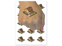 Suburban House with Garage and Fence Home Temporary Tattoo Water Resistant Fake Body Art Set Collection (1 Sheet)
