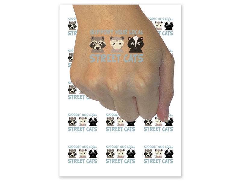 Support Your Local Street Cats Temporary Tattoo Water Resistant Fake Body Art Set Collection (1 Sheet)