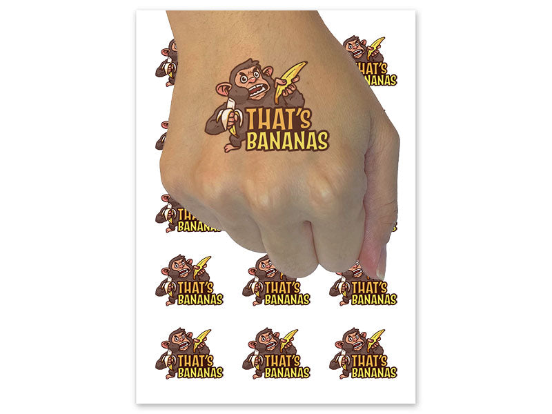 That's Bananas Shocked Surprised Monkey Ape Temporary Tattoo Water Resistant Fake Body Art Set Collection (1 Sheet)
