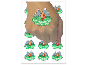 The Meowtains Are Calling Hiking Cat Temporary Tattoo Water Resistant Fake Body Art Set Collection (1 Sheet)