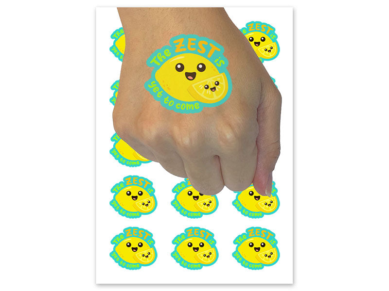 The Zest Is Yet to Come Lemon Temporary Tattoo Water Resistant Fake Body Art Set Collection (1 Sheet)