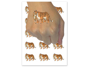 Tiger Mom Cub Cute Baby Cat Temporary Tattoo Water Resistant Fake Body Art Set Collection (1 Sheet)