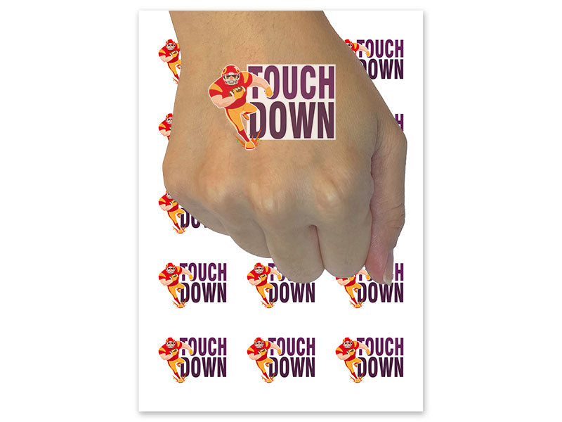 Touch Down Football Player Running Sports Temporary Tattoo Water Resistant Fake Body Art Set Collection (1 Sheet)