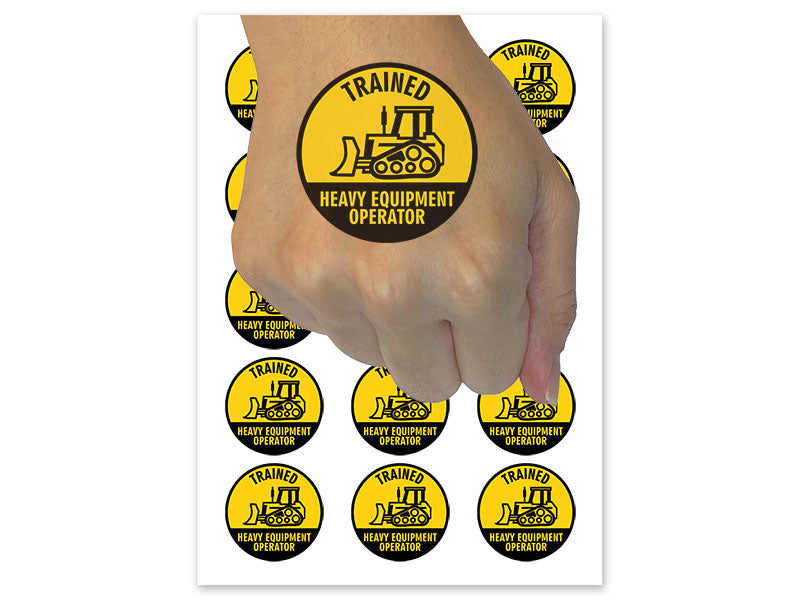 Trained Heavy Equipment Operator Builder Bulldozer Temporary Tattoo Water Resistant Fake Body Art Set Collection