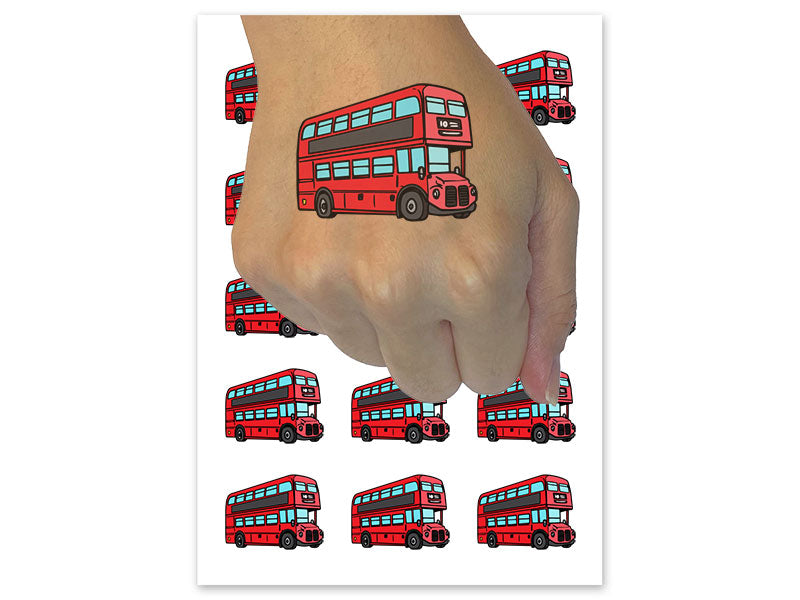 Two Storey Double_Decker Bus Public Transportation Temporary Tattoo Water Resistant Fake Body Art Set Collection