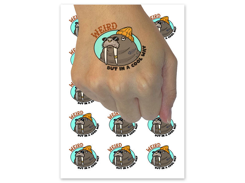 Weird But In A Cool Way Walrus Hipster Temporary Tattoo Water Resistant Fake Body Art Set Collection (1 Sheet)