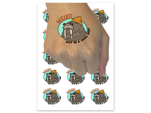 Weird But In A Cool Way Walrus Hipster Temporary Tattoo Water Resistant Fake Body Art Set Collection (1 Sheet)