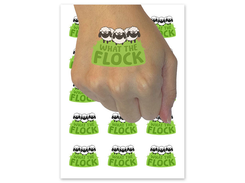 What the Flock Sheep Temporary Tattoo Water Resistant Fake Body Art Set Collection (1 Sheet)