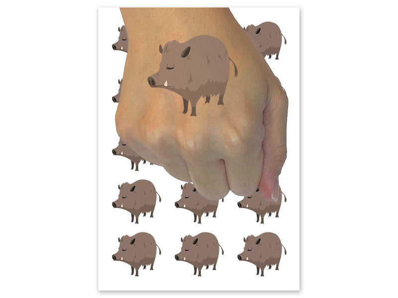 Wild Boar Hog Hairy Pig Temporary Tattoo Water Resistant Fake Body Art Set Collection (1 Sheet)