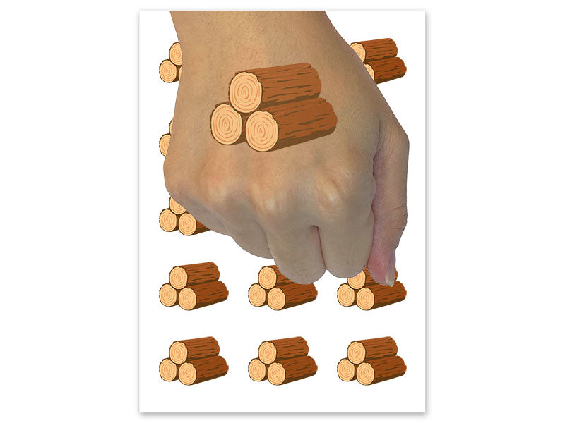 Wood Logs Lumber Pile Trees Temporary Tattoo Water Resistant Fake Body Art Set Collection (1 Sheet)