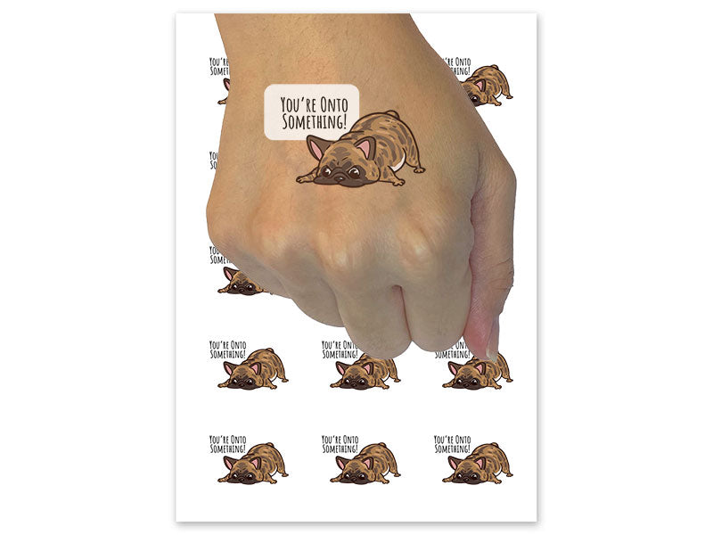 You're Onto Something Brindle French Bulldog Sniffing Temporary Tattoo Water Resistant Fake Body Art Set Collection