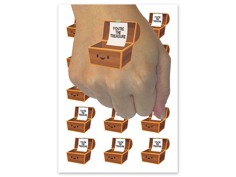 You're the Treasure Chest Funny Compliment Temporary Tattoo Water Resistant Fake Body Art Set Collection (1 Sheet)