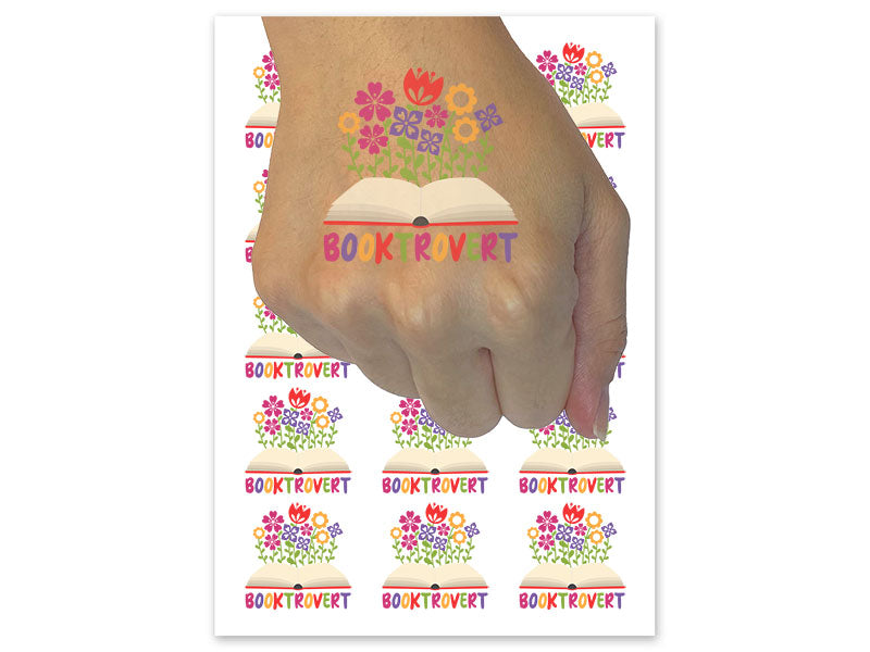 Booktrovert Books Flowers Temporary Tattoo Water Resistant Fake Body Art Set Collection (1 Sheet)