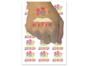Booktrovert Books Flowers Temporary Tattoo Water Resistant Fake Body Art Set Collection (1 Sheet)