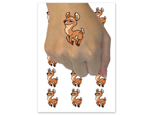 Bouncy Doe Deer Hopping Leaping Temporary Tattoo Water Resistant Fake Body Art Set Collection (1 Sheet)