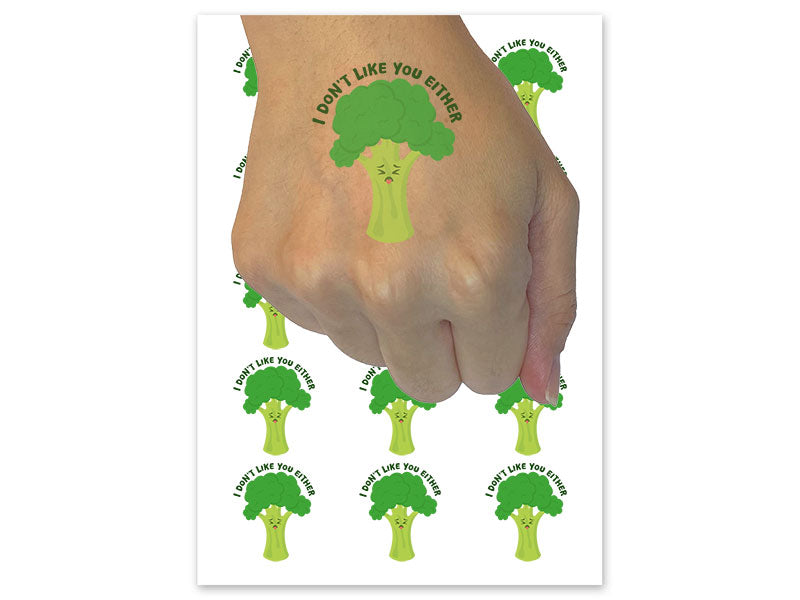 Broccoli I Don't Like You Either Temporary Tattoo Water Resistant Fake Body Art Set Collection (1 Sheet)