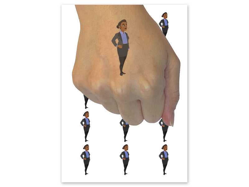 Cartoon Business Woman Suit Skirt Temporary Tattoo Water Resistant Fake Body Art Set Collection (1 Sheet)