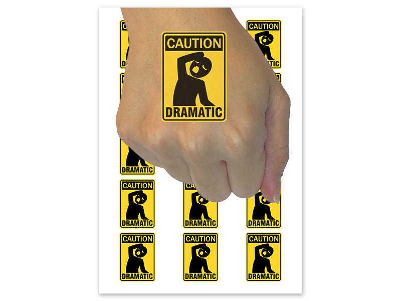 Caution Dramatic Warning Sign Funny Temporary Tattoo Water Resistant Fake Body Art Set Collection (1 Sheet)