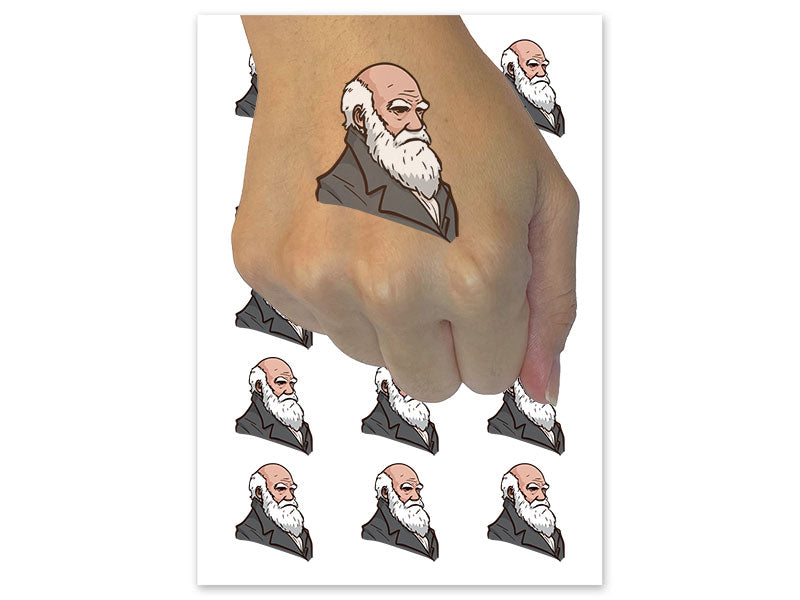 Charles Darwin Evolution Biology Historical Figure Temporary Tattoo Water Resistant Fake Body Art Set Collection
