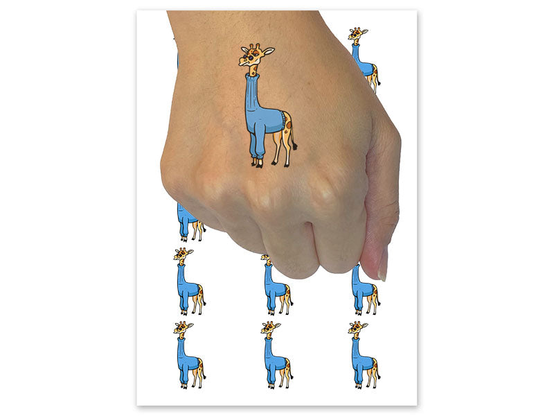 Cool Giraffe in Turtleneck Sweater Temporary Tattoo Water Resistant Fake Body Art Set Collection (1 Sheet)