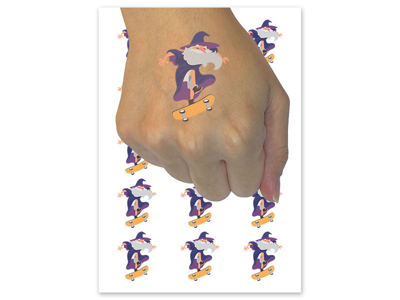 Cool Skateboarding Wizard Magic Trick Temporary Tattoo Water Resistant Fake Body Art Set Collection (1 Sheet)