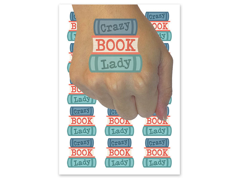 Crazy Book Lady Temporary Tattoo Water Resistant Fake Body Art Set Collection (1 Sheet)
