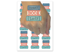 Crazy Book Lady Temporary Tattoo Water Resistant Fake Body Art Set Collection (1 Sheet)