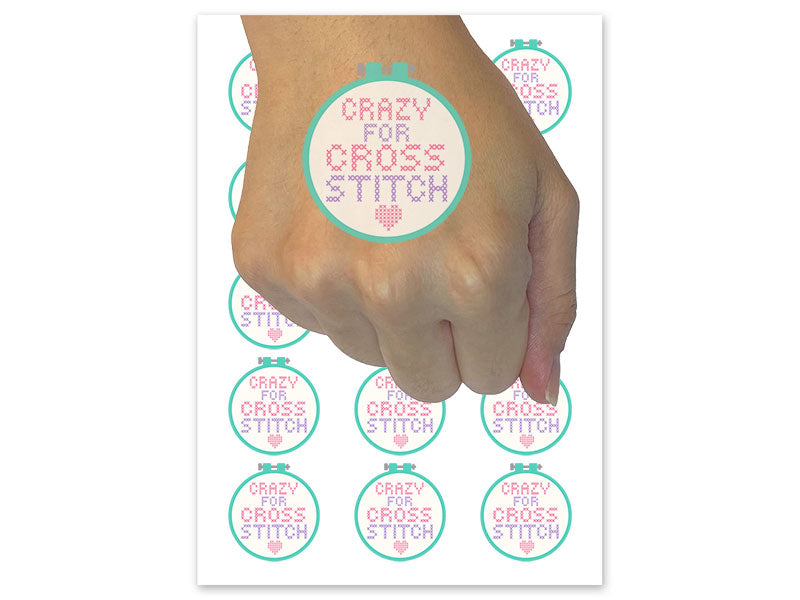Crazy For Cross Stitch Temporary Tattoo Water Resistant Fake Body Art Set Collection (1 Sheet)