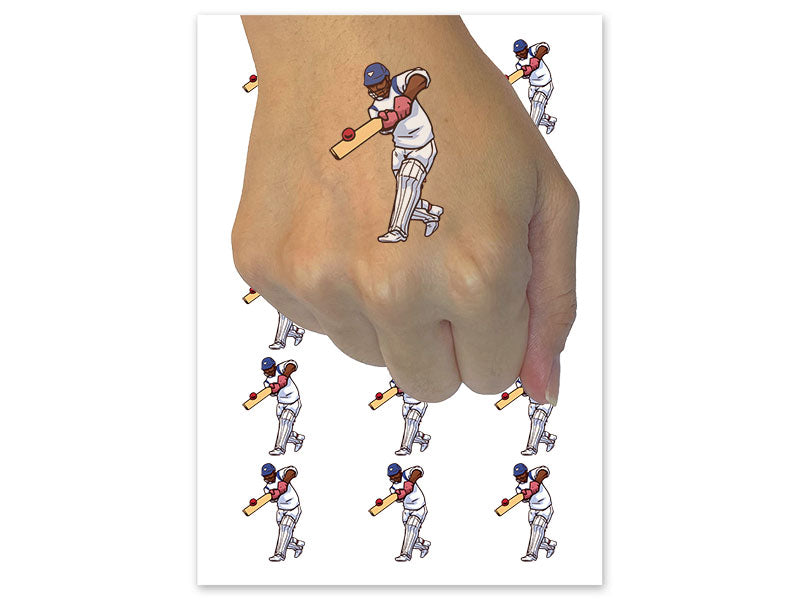 Cricket Player Sport Bat Ball Temporary Tattoo Water Resistant Fake Body Art Set Collection (1 Sheet)