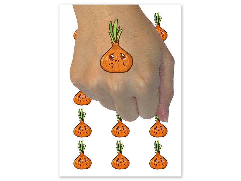 Crying Cartoon Whole Onion Temporary Tattoo Water Resistant Fake Body Art Set Collection (1 Sheet)