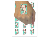 Curious Floating Axolotl Salamander Temporary Tattoo Water Resistant Fake Body Art Set Collection (1 Sheet)