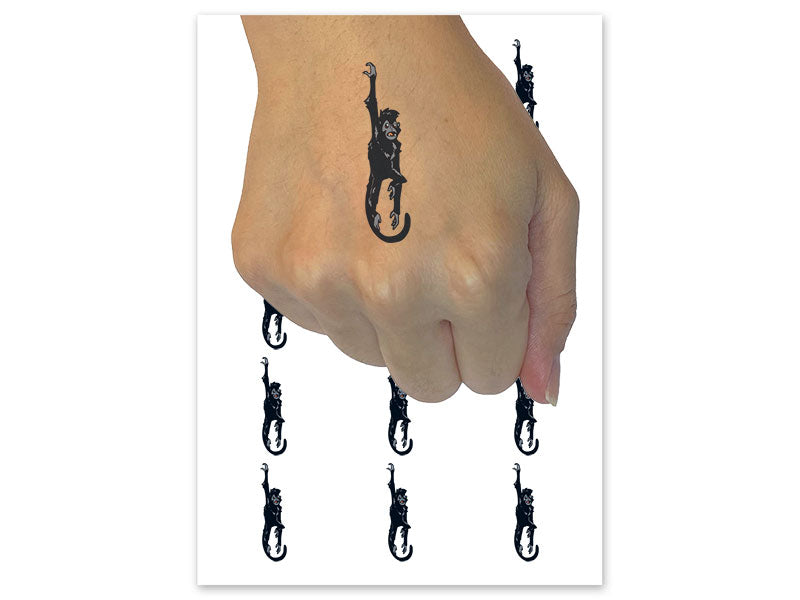 Curious Spider Monkey Hanging Around Temporary Tattoo Water Resistant Fake Body Art Set Collection (1 Sheet)