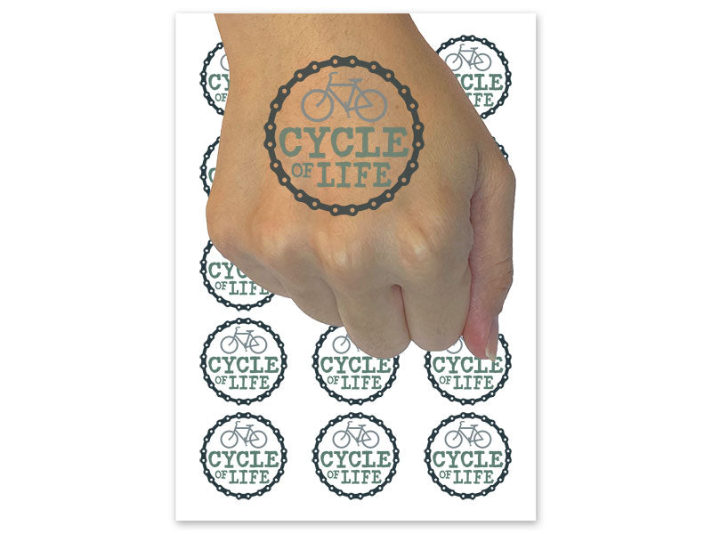 Cycle of Life Bike Riding Temporary Tattoo Water Resistant Fake Body Art Set Collection (1 Sheet)