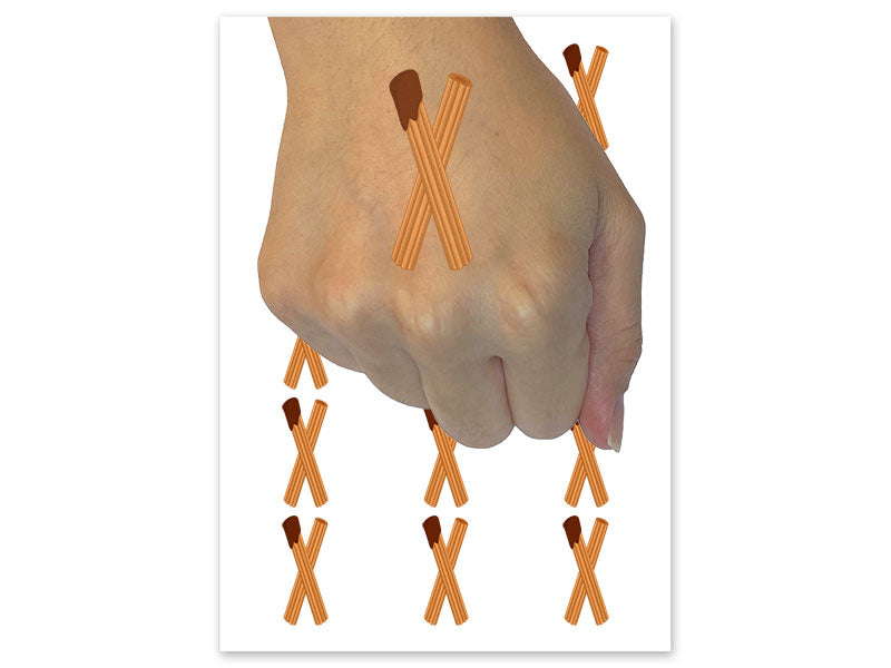 Delicious Churros Pastry Temporary Tattoo Water Resistant Fake Body Art Set Collection (1 Sheet)