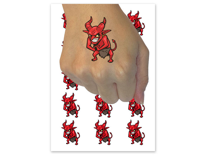 Devilish Mischievous Imp Devil Temporary Tattoo Water Resistant Fake Body Art Set Collection (1 Sheet)