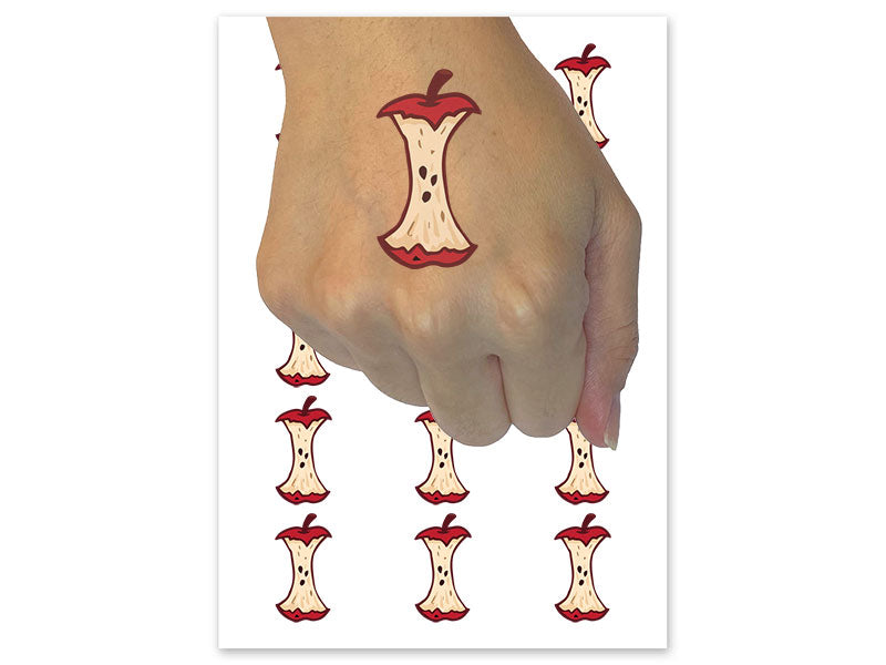 Eaten Apple Core Food Waste Seeds Temporary Tattoo Water Resistant Fake Body Art Set Collection (1 Sheet)