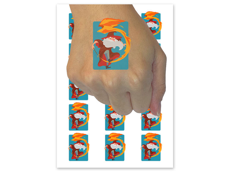 Eccentric Fire Mage Wizard Eagle Phoenix Temporary Tattoo Water Resistant Fake Body Art Set Collection (1 Sheet)