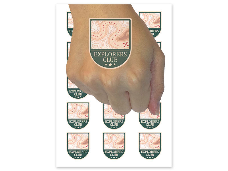 Explorers Club Topographic Map Outdoors Nature Hiking Temporary Tattoo Water Resistant Fake Body Art Set Collection
