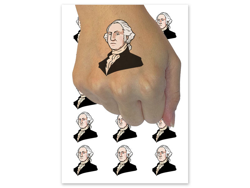 George Washington President Historical Figure Temporary Tattoo Water Resistant Fake Body Art Set Collection (1 Sheet)