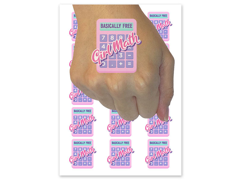 Girl Math Temporary Tattoo Water Resistant Fake Body Art Set Collection (1 Sheet)