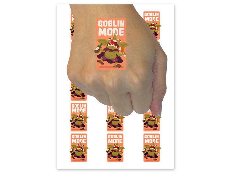 Goblin Mode Lifestyle Funny Fantasy Slob Food Temporary Tattoo Water Resistant Fake Body Art Set Collection (1 Sheet)