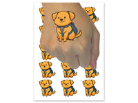 Golden Retriever Dog Puppy Backpack School Temporary Tattoo Water Resistant Fake Body Art Set Collection (1 Sheet)